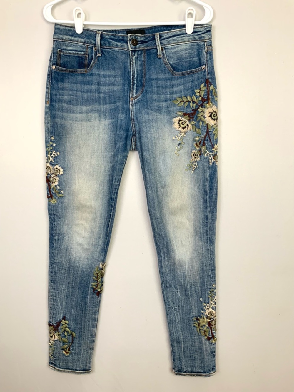 Driftwood Sz 28x28 Jackie Floral Embroidered Jackie Boho Denim Skinny Jeans